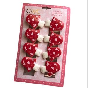 Mushroom Hearts Valentines Magnetic Bag Clips